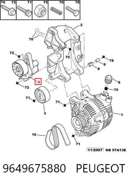 9649675880 Peugeot/Citroen Натяжитель клинового ремня
