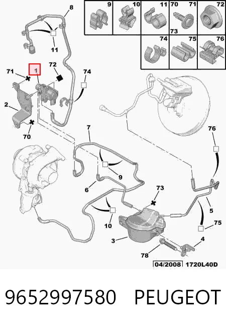 9652997580 Peugeot/Citroen Соленоид давления наддува