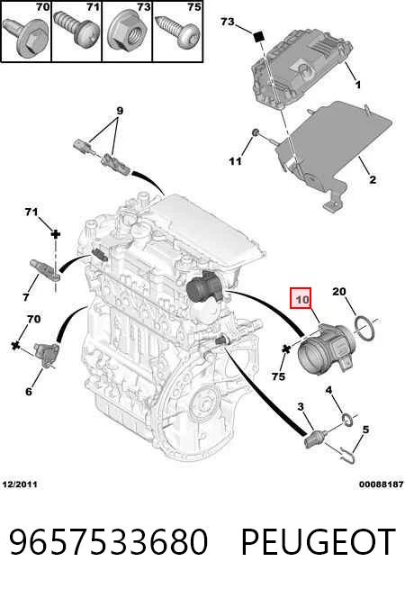 9657533680 Peugeot/Citroen Датчик расхода воздуха
