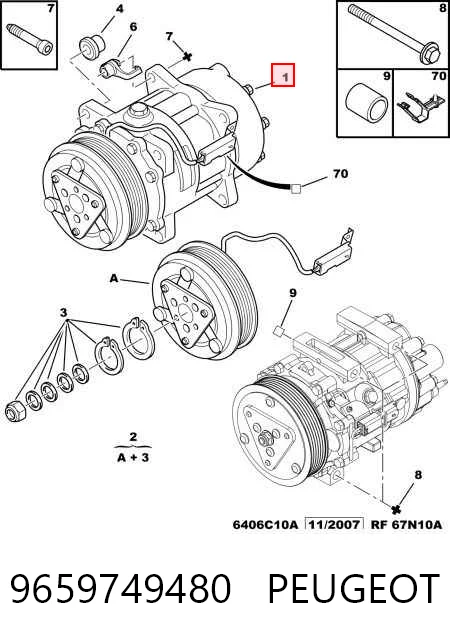 9659749480 Peugeot/Citroen Компрессор хладагента