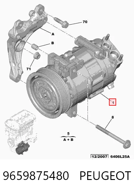 9659875480 Peugeot/Citroen Компрессор хладагента
