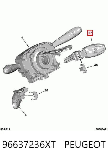 96637236XT Peugeot/Citroen Переключатель подрулевой, управления аудио системой