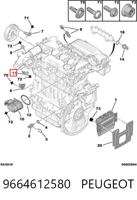 9664612580 Peugeot/Citroen Датчик температуры воздуха на входе