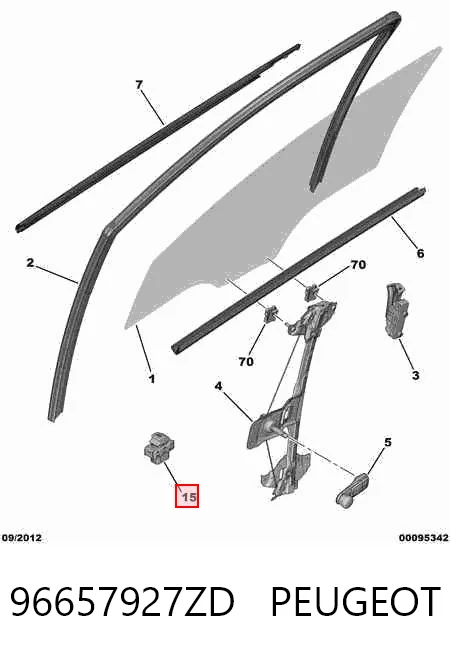 96657927ZD Peugeot/Citroen Кнопка подъемника переднего левого стекла