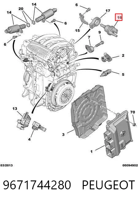 9671744280 Peugeot/Citroen Клапан PCV вентиляции картера