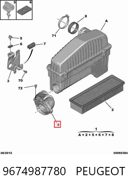 9674987780 Peugeot/Citroen Патрубок воздушный, вход воздушного фильтра
