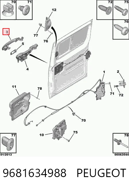 9681634988 Peugeot/Citroen Ручка боковой двери наружная правая
