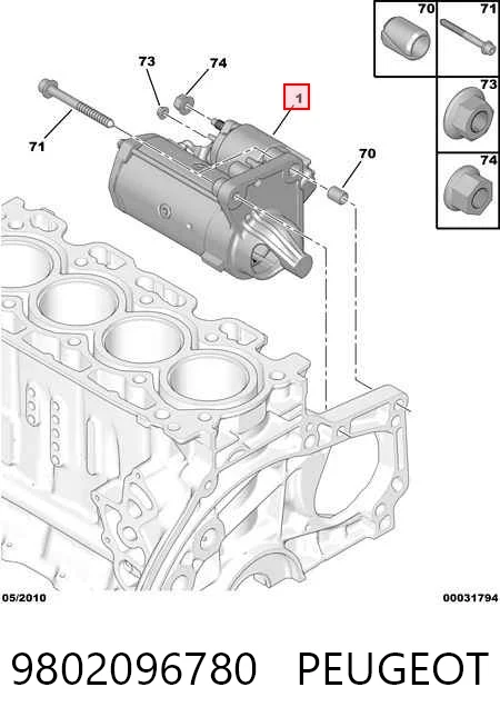 Стартер PEUGEOT 9802096780