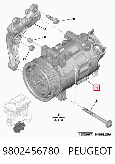 9802456780 Peugeot/Citroen Компрессор хладагента