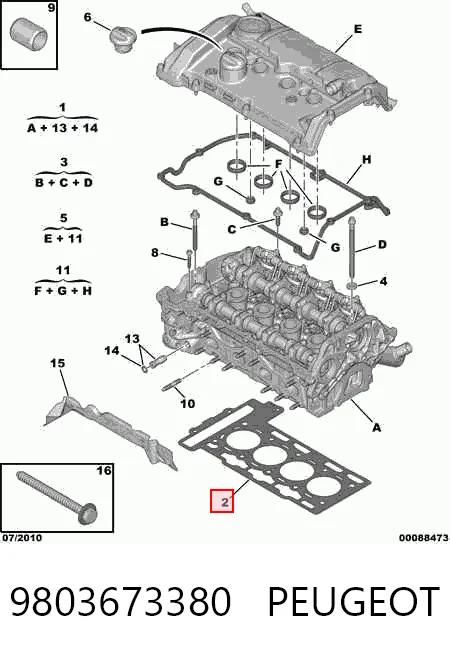 9803673380 Peugeot/Citroen Прокладка головки блока