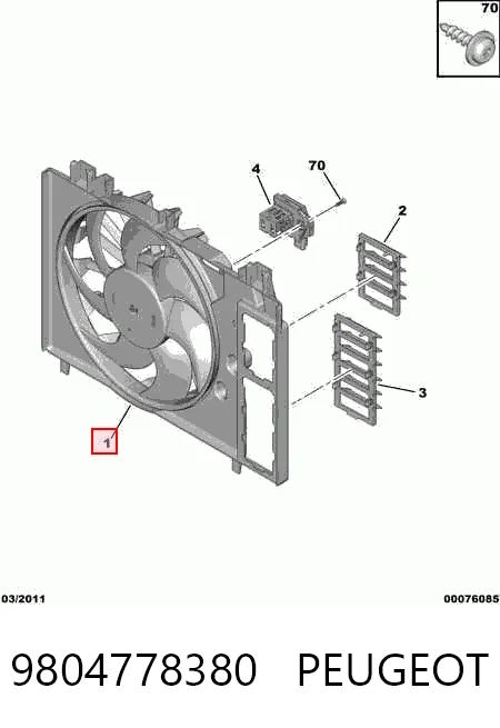 Диффузор радиатора охлаждения в сборе с крыльчаткой Thermotec D8C010TT