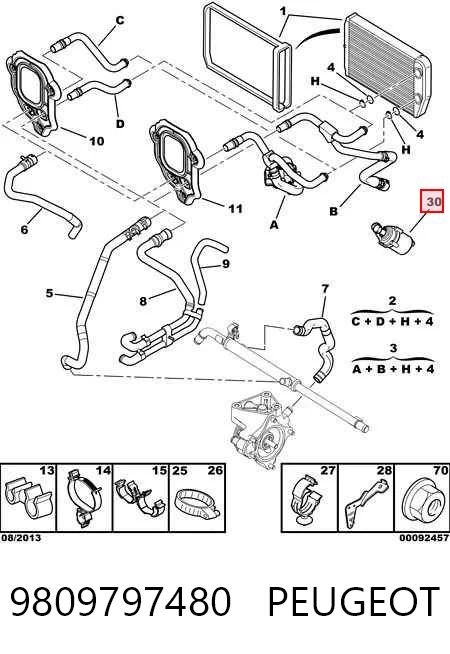 9809797480 Peugeot/Citroen Водяной насос охлаждения электрический дополнительный