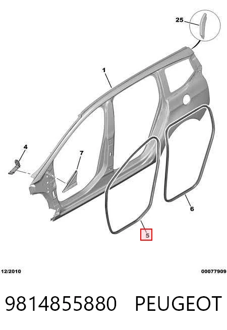 9814855880 Peugeot/Citroen Уплотнитель двери передней (на кузове)