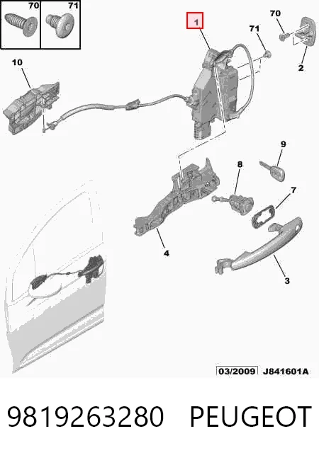  Замок передней правой двери Citroen C3 2