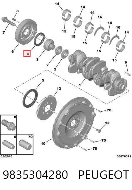 9835304280 Peugeot/Citroen Сальник коленвала двигателя, передний