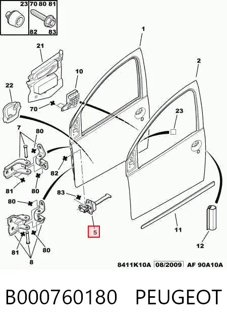 B000760180 Peugeot/Citroen Ограничитель открывания двери