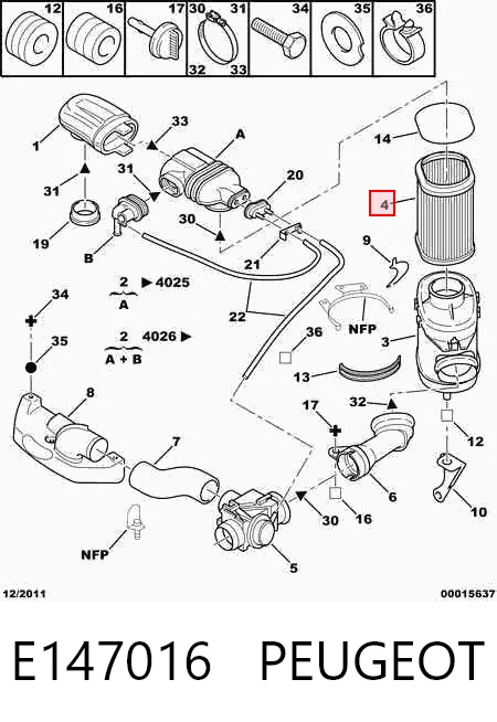 E147016 Peugeot/Citroen Воздушный фильтр двигателя