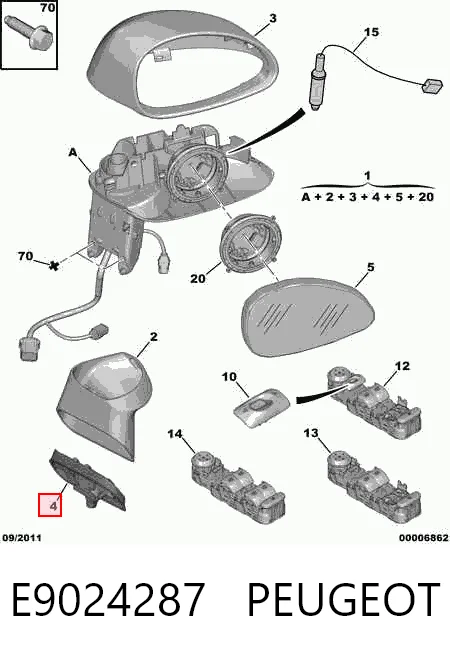 Зеркало заднего вида, левое FPS 2008M57 цена, от 9.02 USD