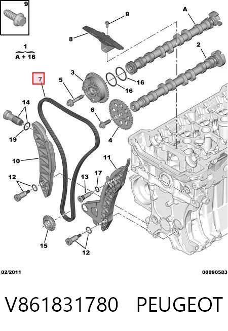 Комплект цепи на Peugeot 207  WA, WC