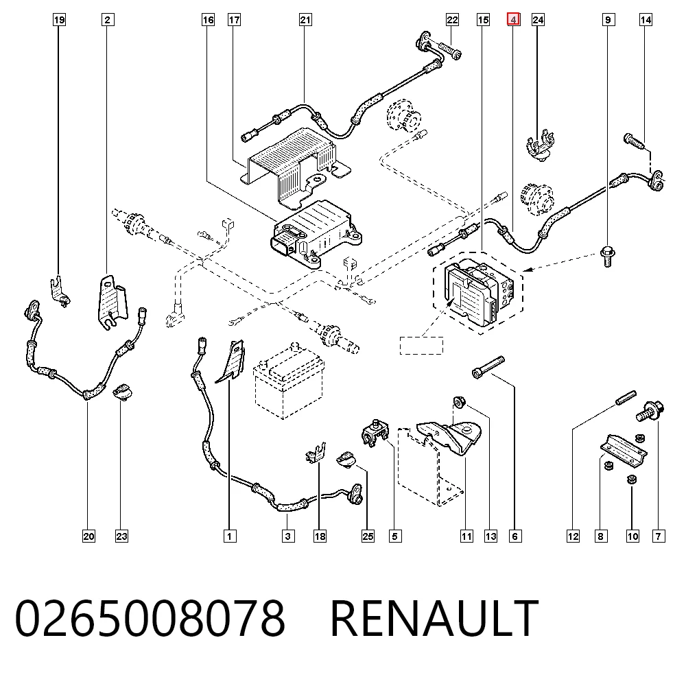 0265008078 Renault (RVI) Датчик АБС (ABS) задний