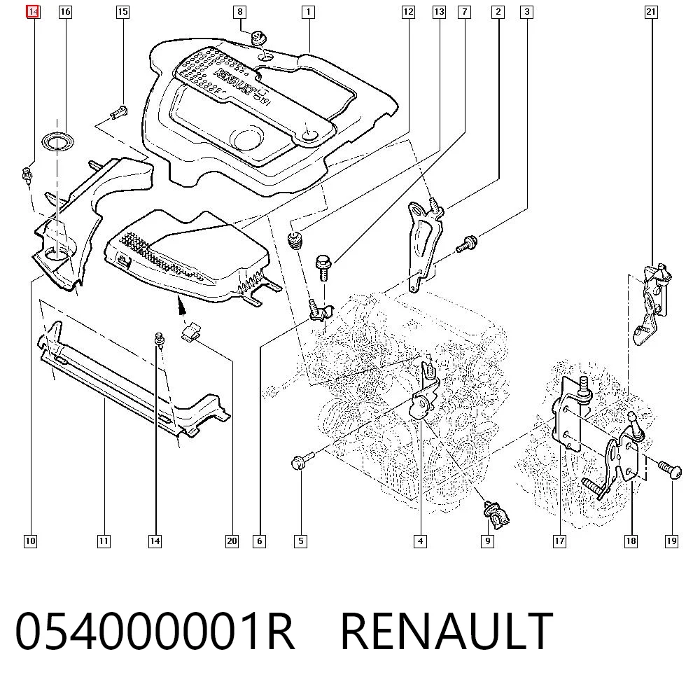 054000001R Renault (RVI) Клипса решетки радиатора охлаждения