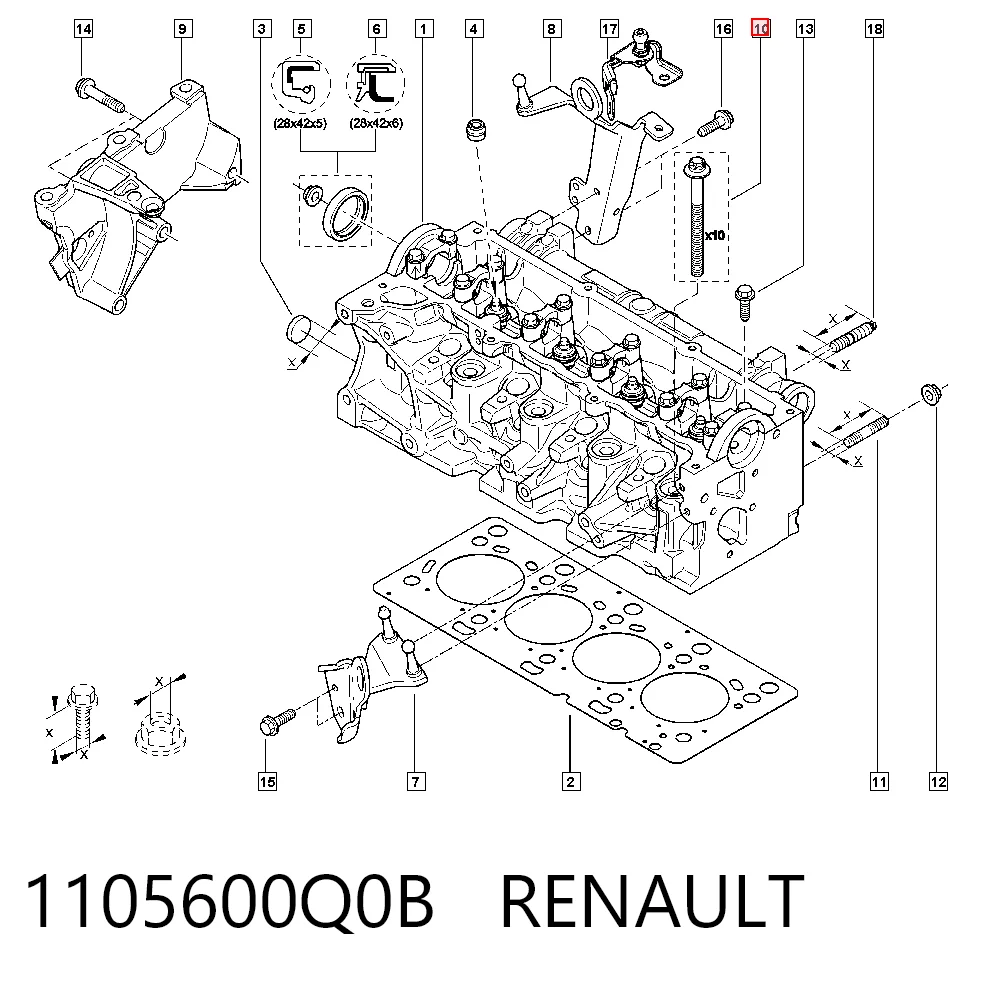Болт крепления головки блока цилиндров на Renault Kangoo I KC0, KC1