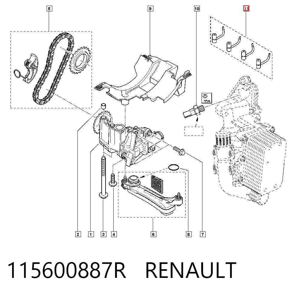 115600887R Renault (RVI) Форсунка масляная