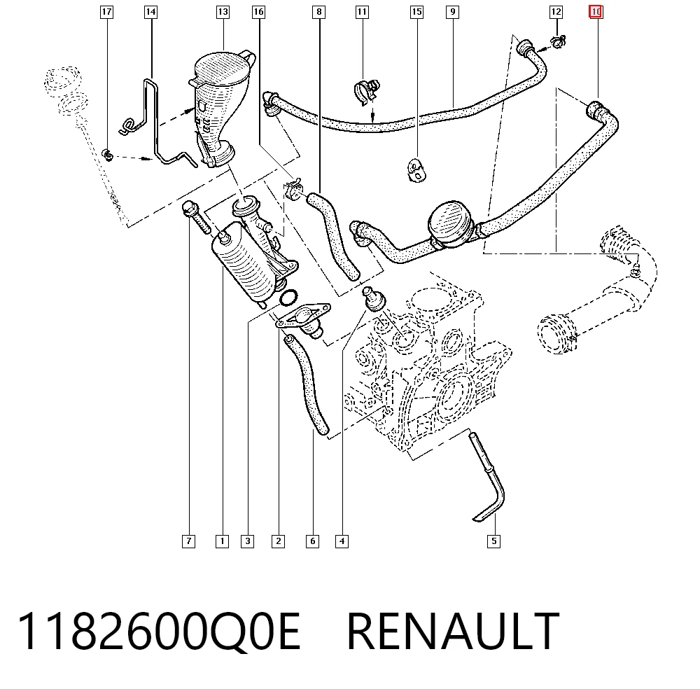 Шланг для удаления воздуха на Renault Scenic II JM0, JM1