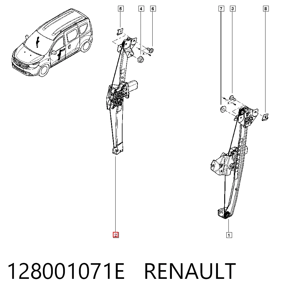 Механизм подъема стекол на Dacia Lodgy  JS