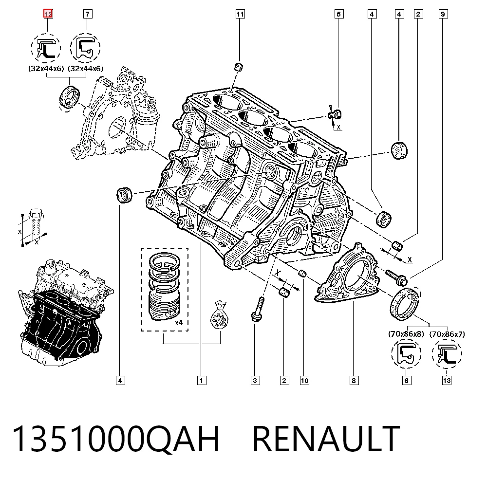 Сальник коленвала передний Nissan/Infiniti 1351000QAH