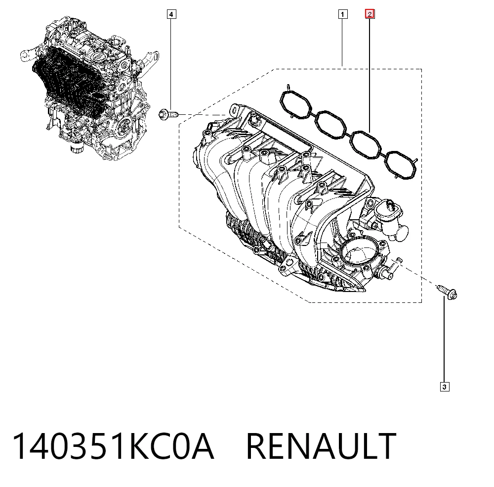 Прокладка всасывающего коллектора Renault Megane IV универсал (K9A, K9M, K9N) (2016 - 2026) цена, от 19.34 USD