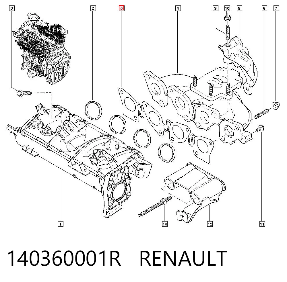 Прокладка коллектора выпуск на Renault Megane III KZ0, KZ1