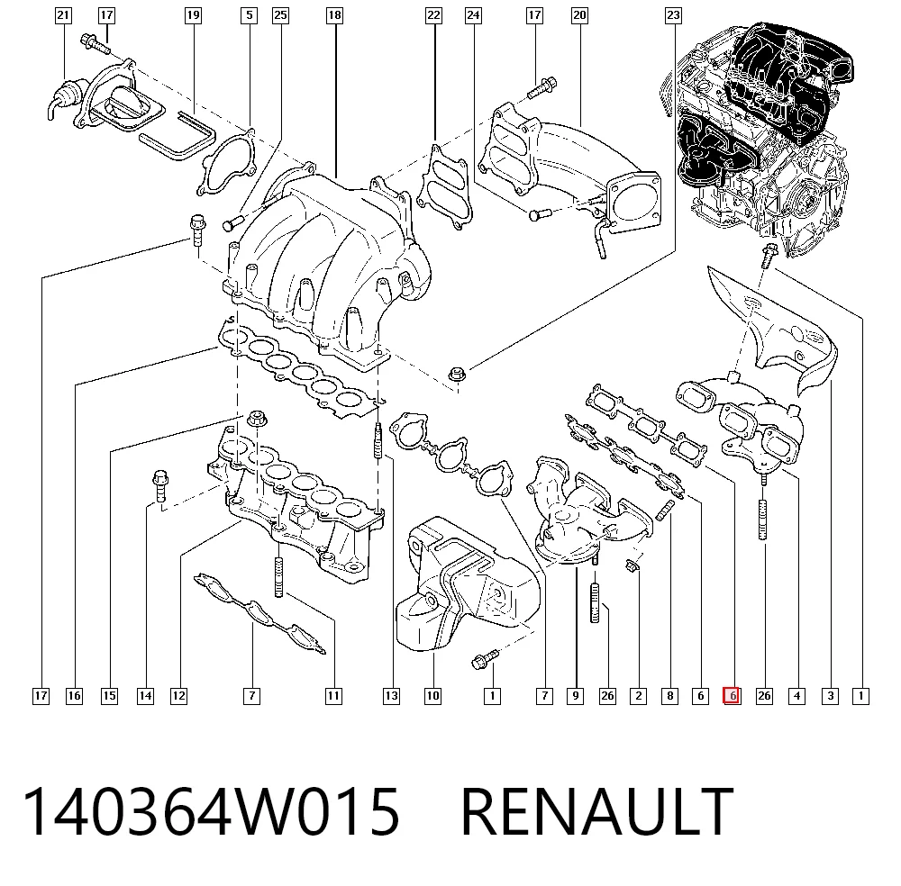 Прокладка коллектора выпускного Renault Espace IV минивэн (JK0) (2002 - 2015) цена, от 13.20 USD