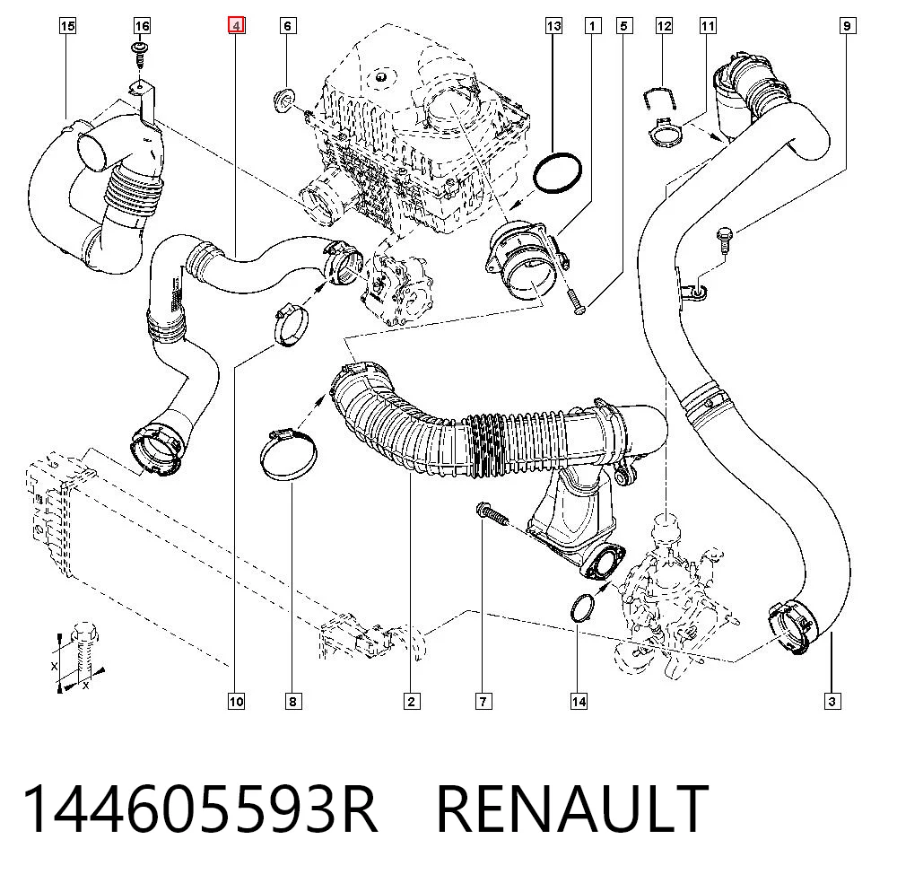144605593R Renault (RVI) Патрубок интеркуллера