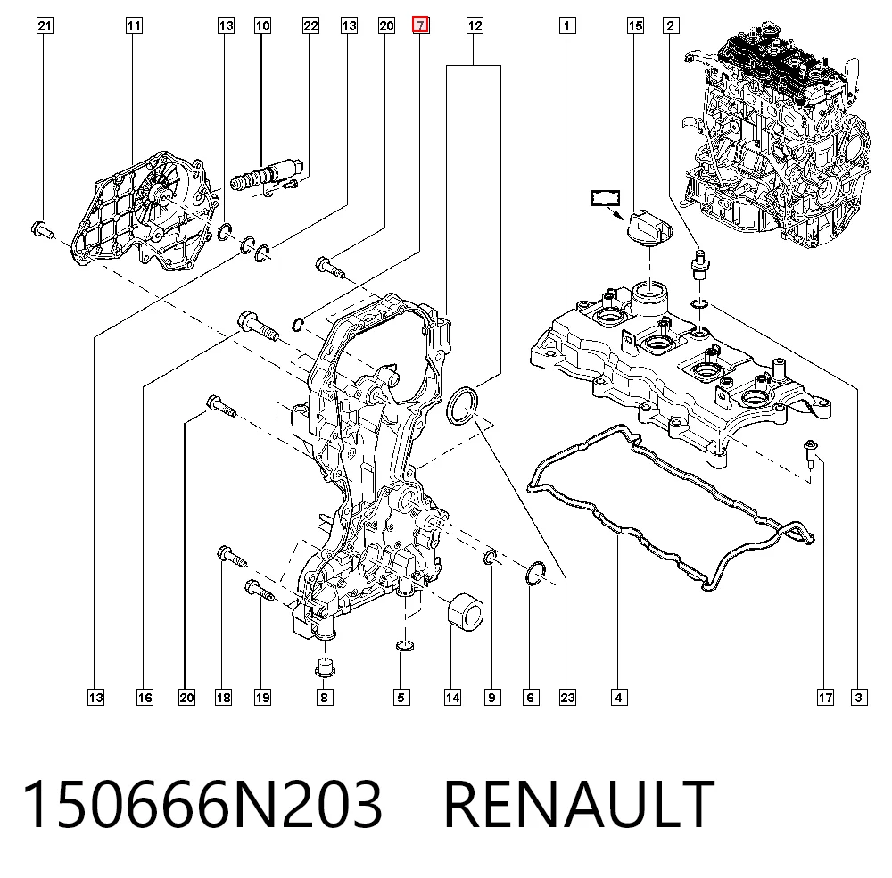 150666N203 Renault (RVI) Кольцо уплотнительное передней крышки ГБЦ