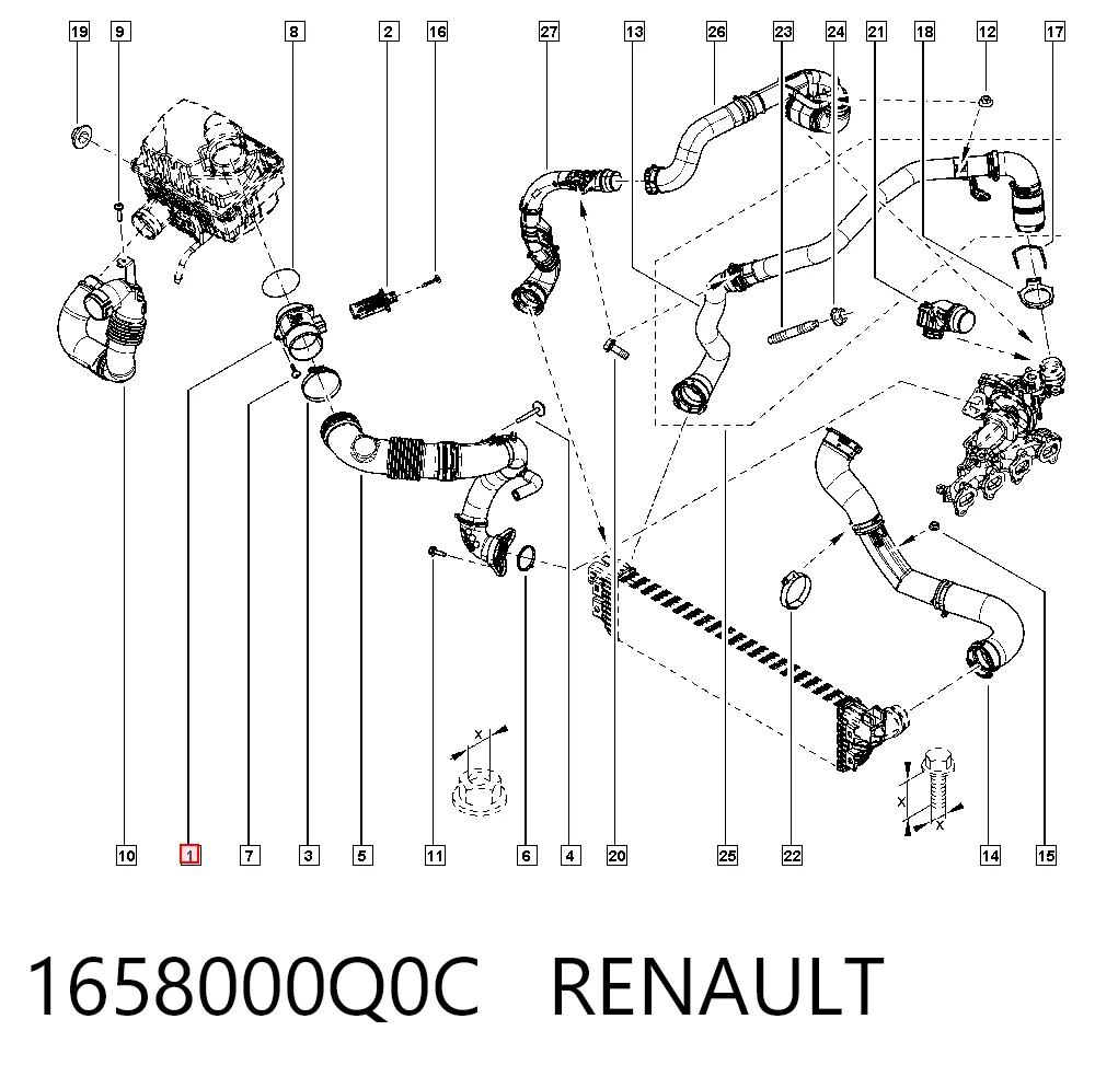 Воздушный патрубок расходомера на Renault Master III FV