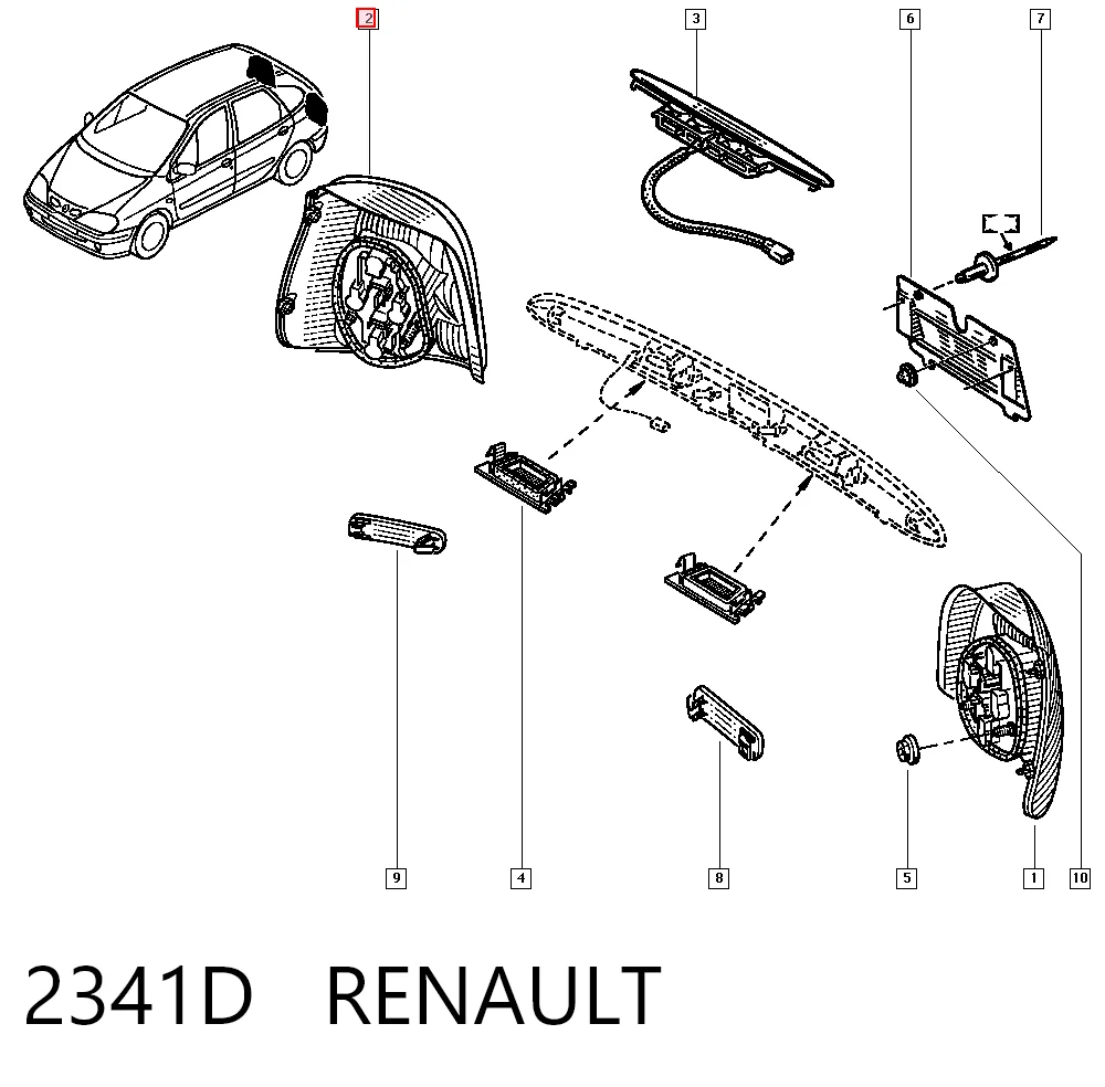 Фонарь задний правый Renault Scenic I минивэн (JA0, JA1, FA0) (1999 - 2003) цена, от 28.22 USD