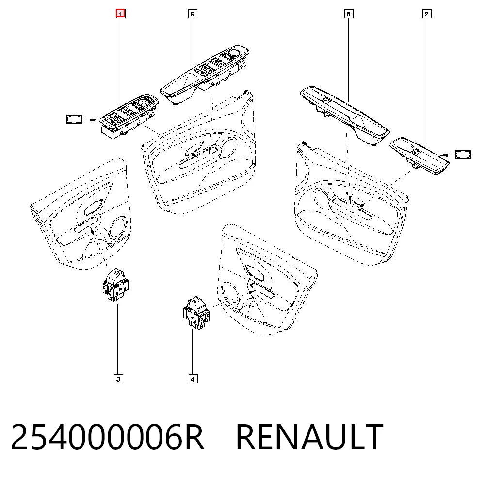 254000006R Renault (RVI) Кнопки переднего левого стекло подъёмника