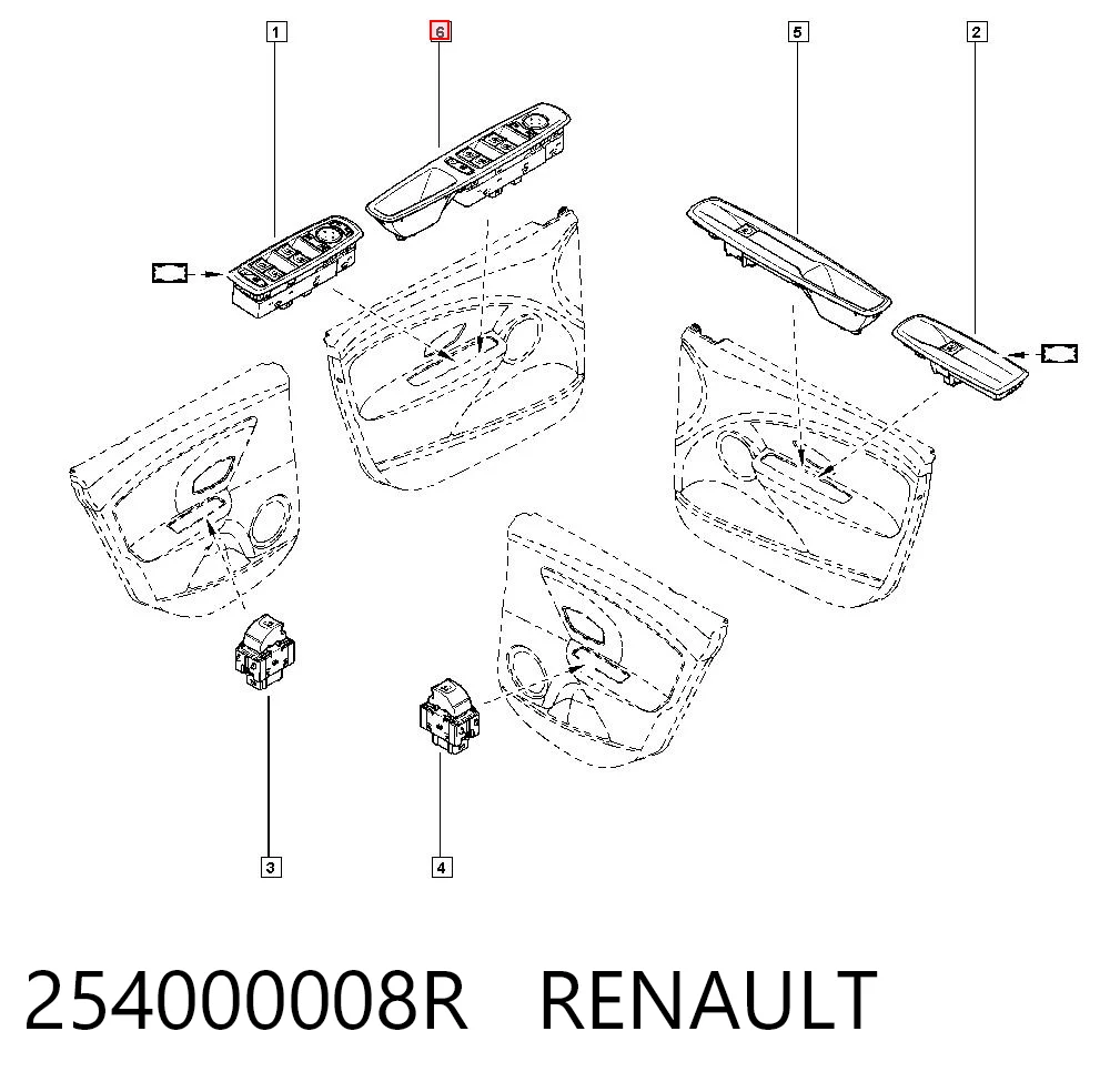 254000008R Renault (RVI) Кнопки переднего левого стекло подъёмника