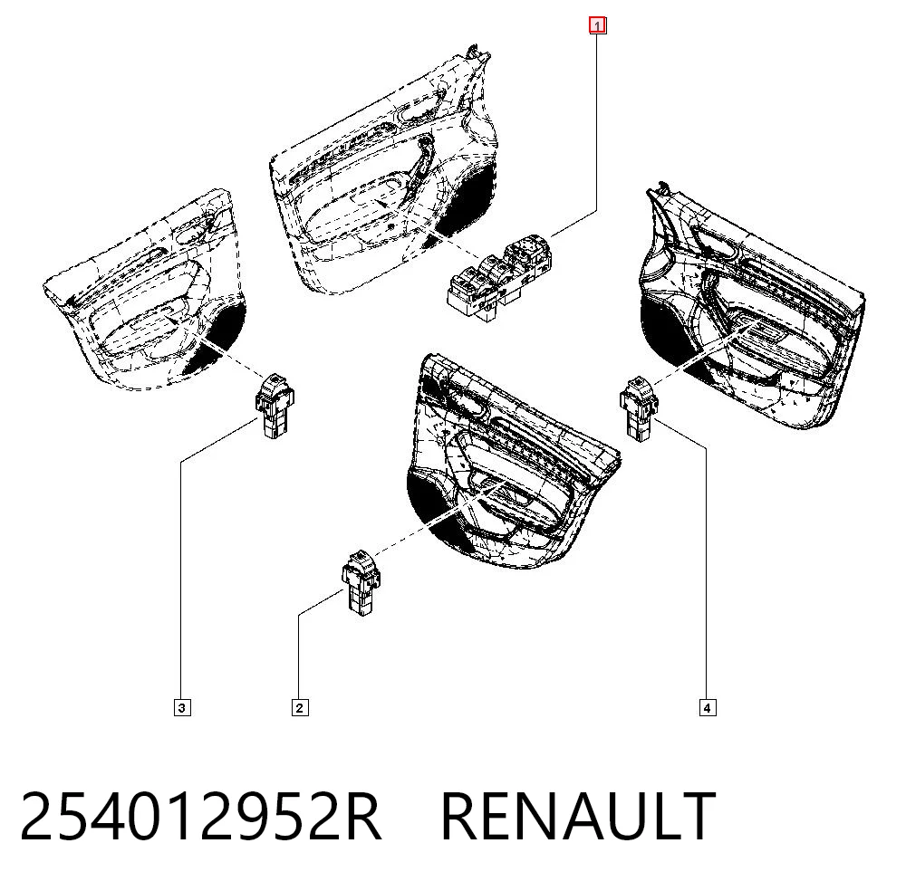 254012952R Renault (RVI) Кнопки переднего левого стекло подъёмника
