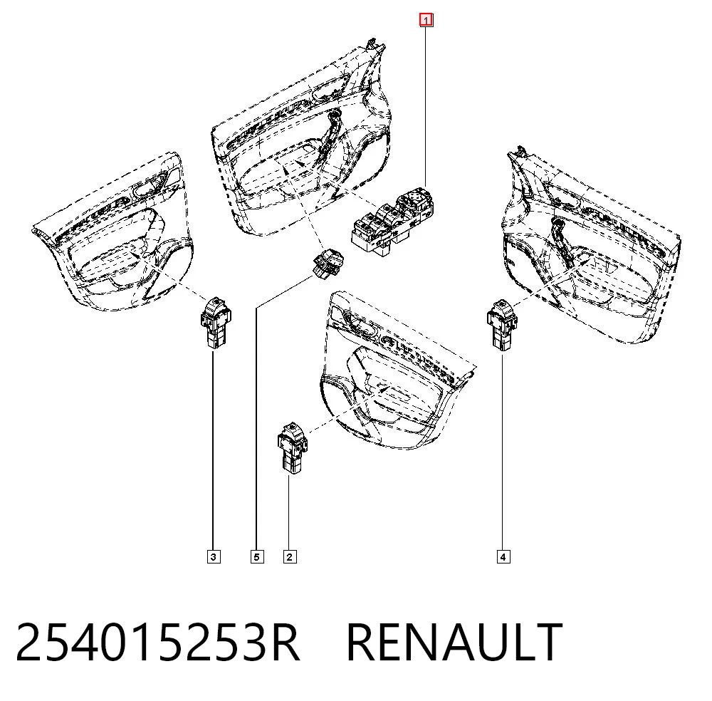 254015253R Renault (RVI) Кнопки переднего левого стекло подъёмника