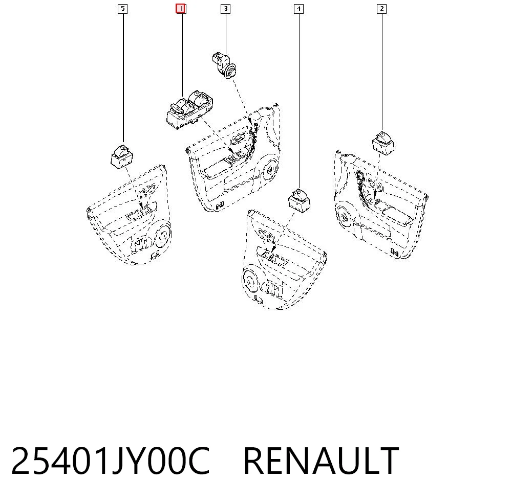 25401JY00C Renault (RVI) Кнопки переднего левого стекло подъёмника