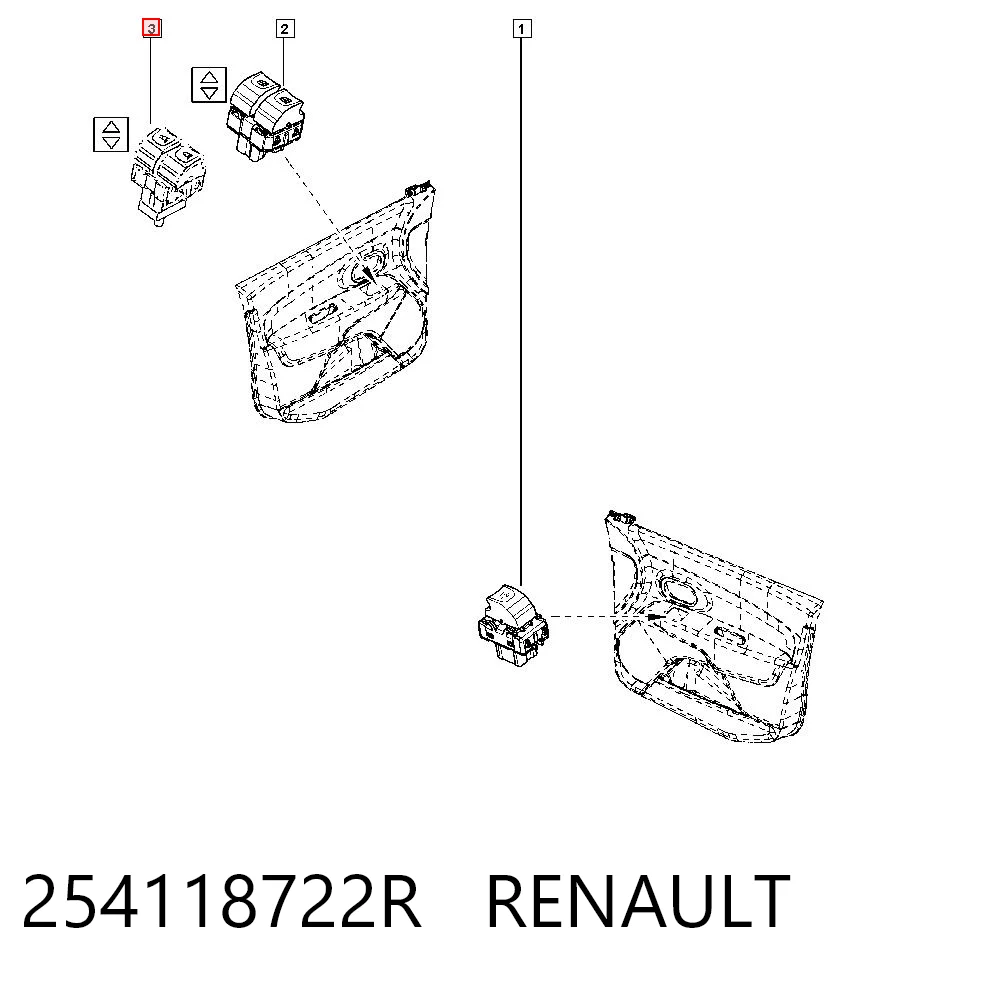 254118722R Renault (RVI) Кнопки переднего левого стекло подъёмника