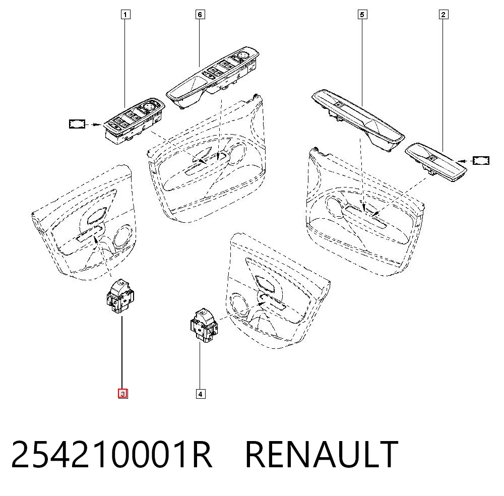 254210001R Renault (RVI) Кнопка подъемника переднего правого стекла