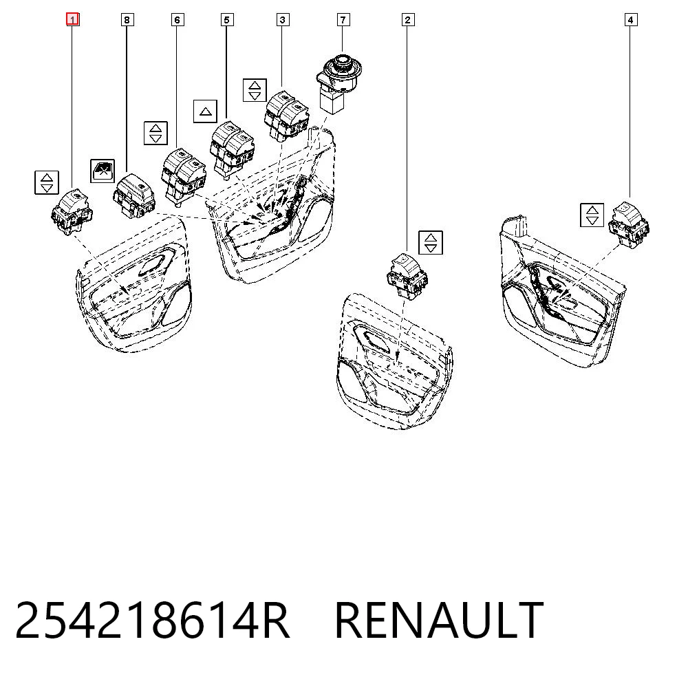 254218614R Renault (RVI) Кнопка подъемника переднего правого стекла