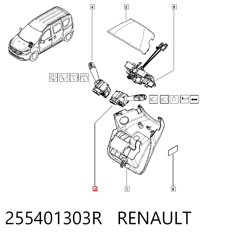 255401303R Renault (RVI) Левый подрулевой переключатель
