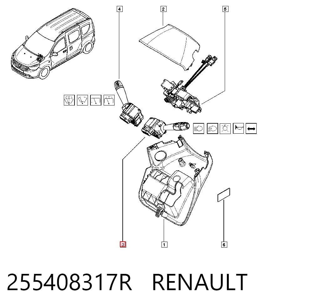 255408317R Renault (RVI) Левый подрулевой переключатель