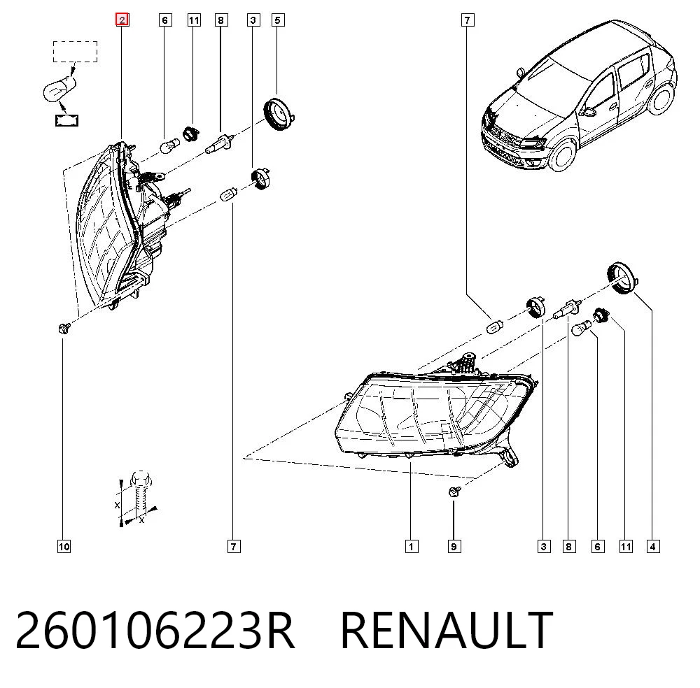 Правая блок фара Renault LOGAN I седан (LS) (2015 - 2026) цена, от 74.94 USD