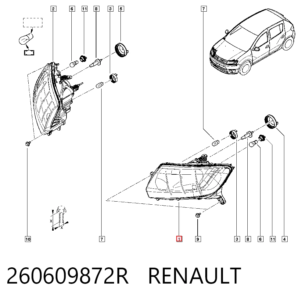 Левая фара 28B209E Polcar