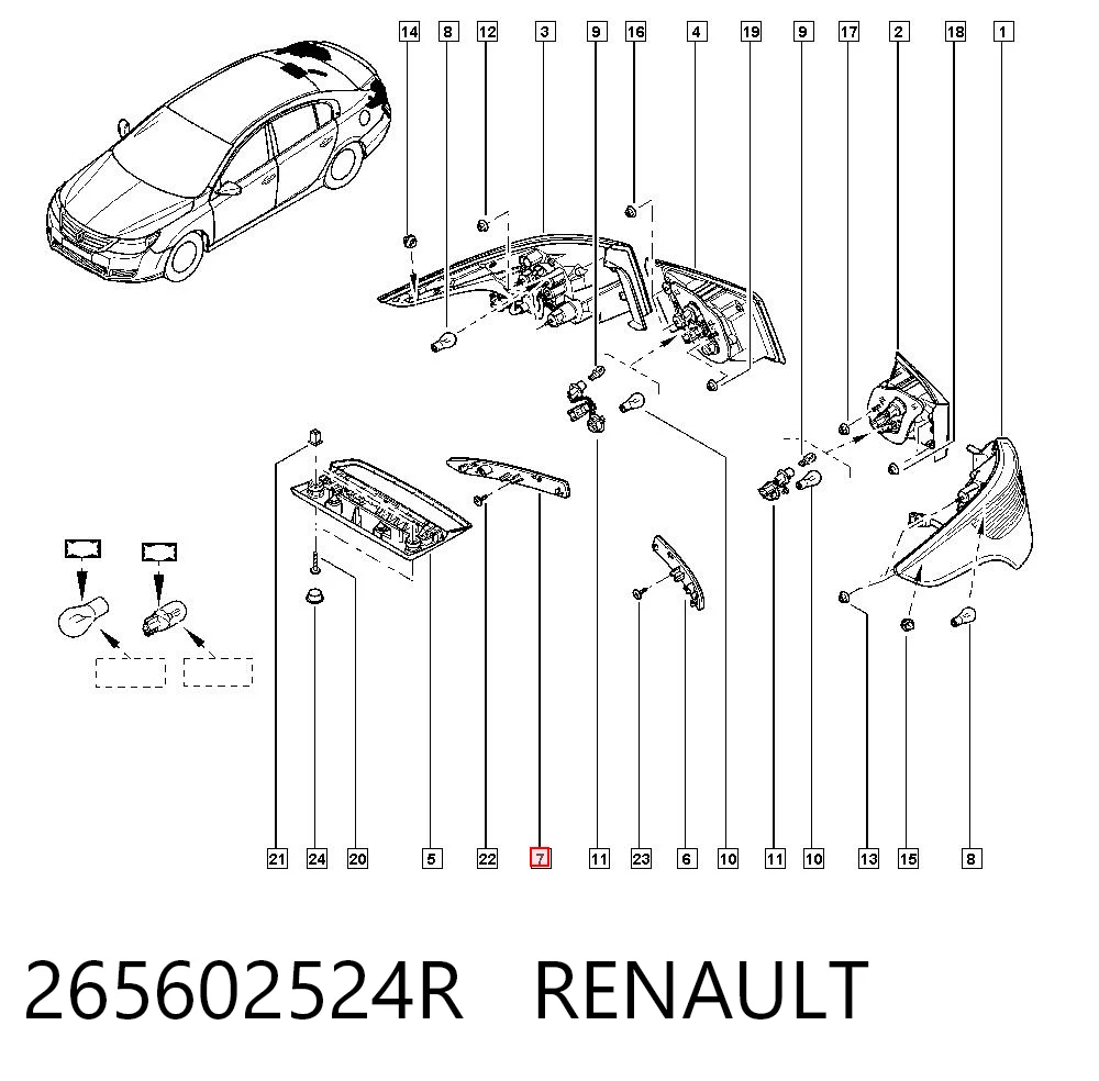 265602524R Renault (RVI) Правый катафот бампера